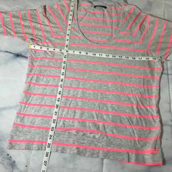 Brandy Melville Grey & Neon Pink Striped Blouse - Picture 2 of 5